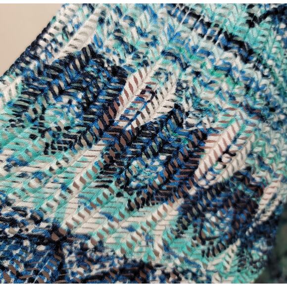 Catherines Blue Teal White Open Front Cardigan Sweater 14W 16W Plus Lightweight - Picture 2 of 5